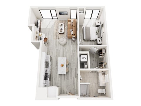 Floor plan for 1 bed, 1 bath, 759 sqft