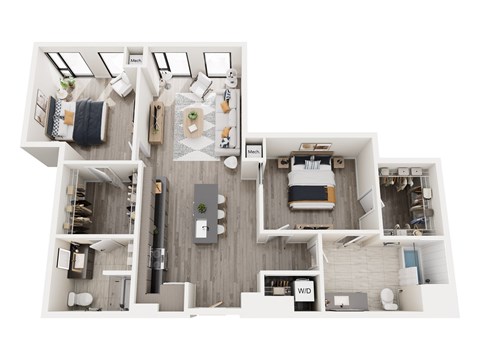 Floor plan for 2 beds, 2 baths, 1150 sqft