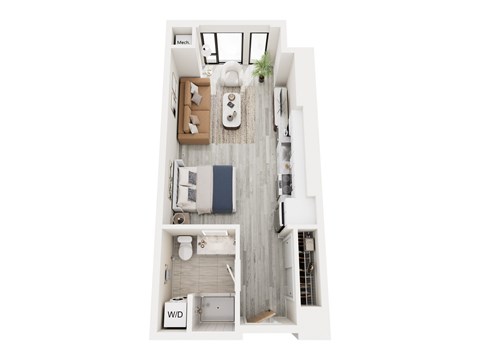 Floor plan for studio, 1 bath, 470 sqft