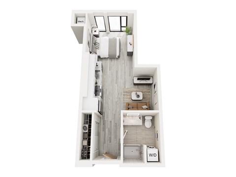 Floor plan for studio, 1 bath, 430 sqft
