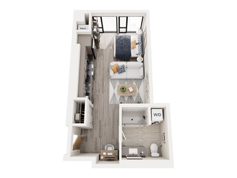Floor plan for studio, 1 bath, 469 sqft