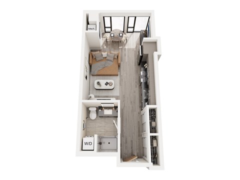 Floor plan for studio, 1 bath, 449 sqft