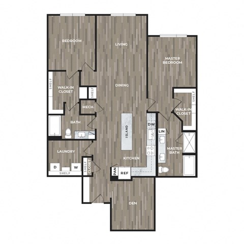 Floor plan for 2 beds, 2 baths, 1533 sqft
