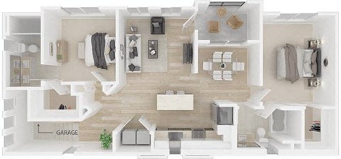 Floor plan for 2 beds, 2 baths, 1313 sqft