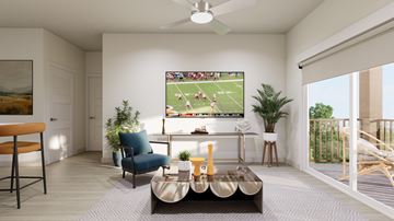 Glen Allen apartment for rent - A living room with a television displaying a football game.