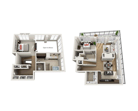 Floor plan for 2 beds, 2.5 baths, 2757 sqft