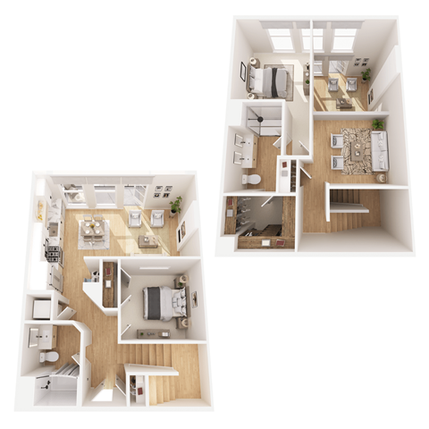 Floor plan for 2 beds, 2 baths, 1200 sqft