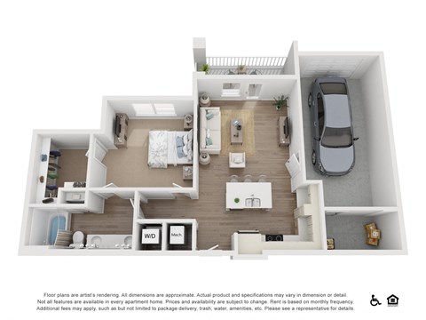 Floor plan for 1 bed, 1 bath, 824 sqft
