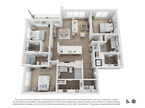 Floor plan for 3 beds, 3 baths, 1560 sqft