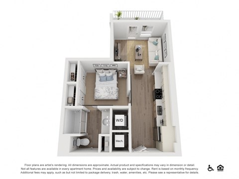 Floor plan for studio, 1 bath, 551 sqft