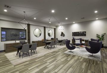 San Marcos apartment for rent - A modern living room with a grey sofa set and a wooden floor.