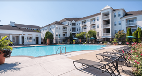 Germantown apartment for rent - Pool with seating and umbrellas