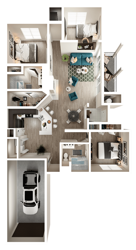 Floor plan for 3 beds, 2 baths, 1333 sqft
