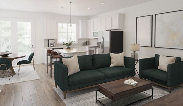 Waldorf apartment for rent - a living room with green couches and a coffee table