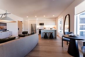 Burlingame apartment for rent - A modern kitchen with a dining table and chairs.