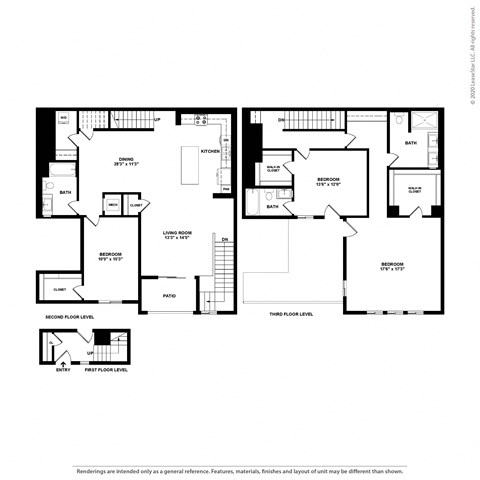 Floor plan for 3 beds, 3 baths, 2423 sqft