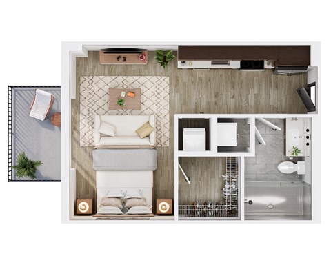Floor plan for studio, 1 bath, 478 sqft