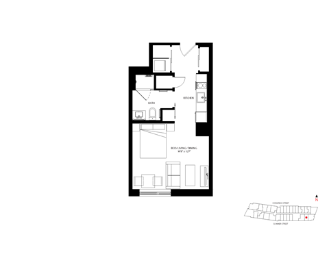 Floor plan for studio, 1 bath, 426 sqft