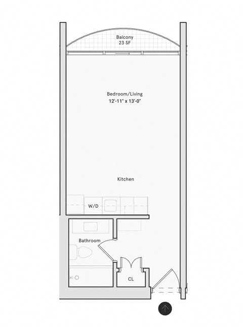 Floor plan for studio, 1 bath, 359 sqft