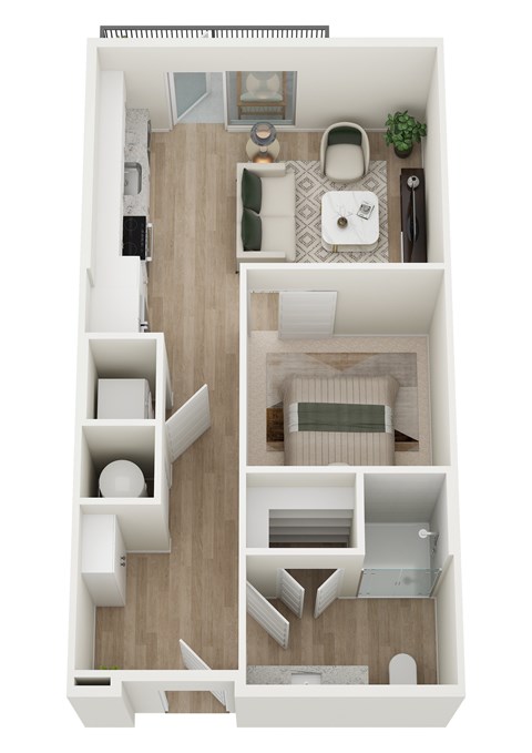 Floor plan for studio, 1 bath, 495 sqft