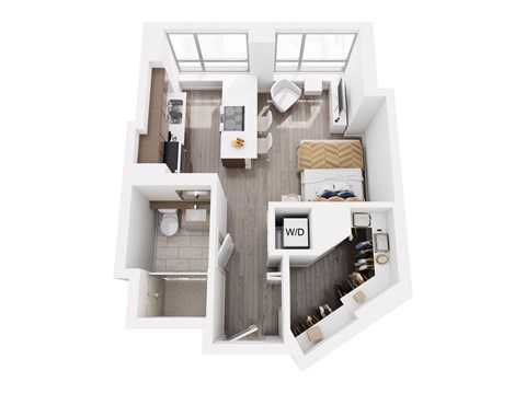 Floor plan for studio, 1 bath, 480 sqft