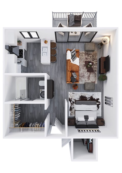 Floor plan for studio, 1 bath, 540 sqft