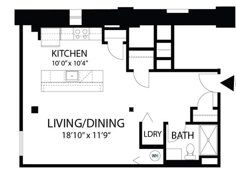 Floor plan for studio, 1 bath, 560 sqft