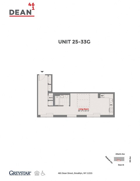 Floor plan for studio, 1 bath, 578 sqft