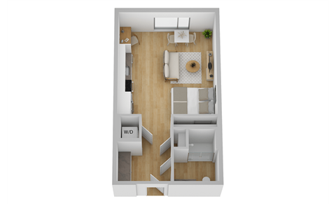 Floor plan for studio, 1 bath, 523 sqft