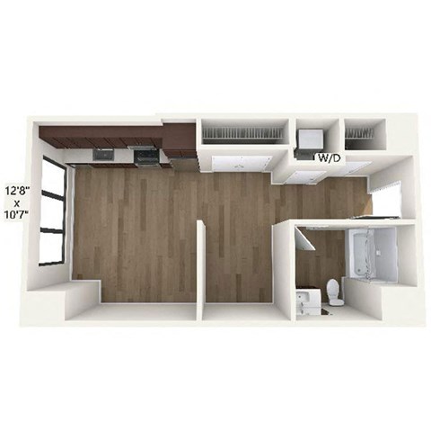 Floor plan for studio, 1 bath, 469 sqft