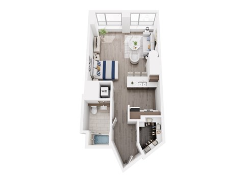 Floor plan for studio, 1 bath, 546 sqft