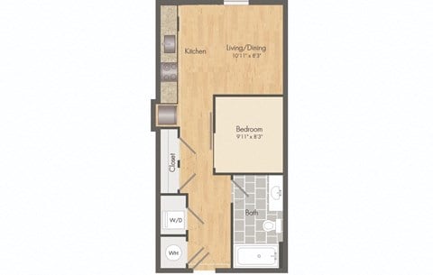 Floor plan for studio, 1 bath, 473 sqft