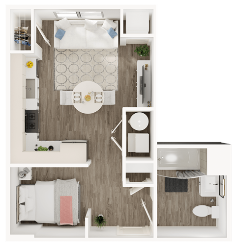 Floor plan for studio, 1 bath, 792 sqft