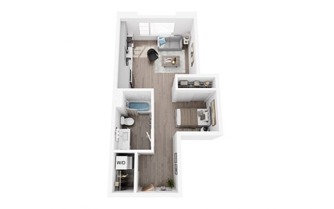 Floor plan for studio, 1 bath, 488 sqft