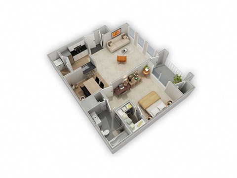 Floor plan for 1 bed, 1 bath, 806 sqft