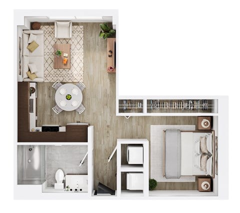 Floor plan for studio, 1 bath, 550 sqft
