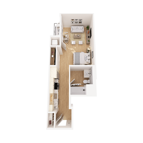 Floor plan for studio, 1 bath, 560 sqft