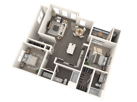 Floor plan for 2 beds, 2 baths, 1148 sqft