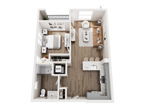 Floor plan for 1 bed, 1 bath, 700 sqft