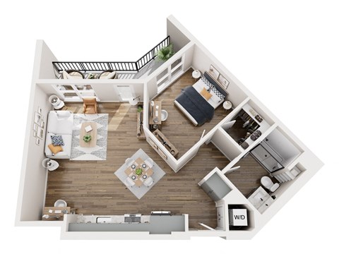 Floor plan for 1 bed, 1 bath, 825 sqft