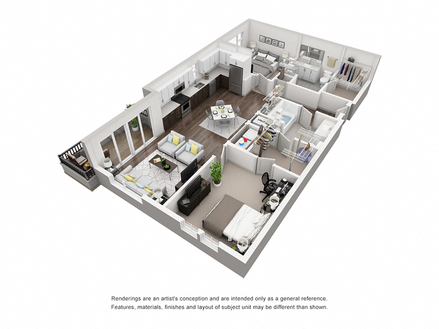 Floor plan for 2 beds, 2 baths, 1112 sqft