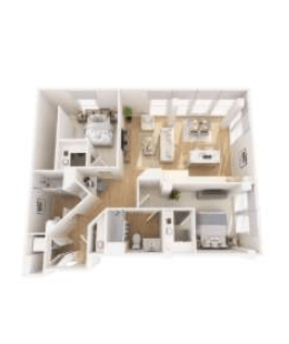Floor plan for 2 beds, 1210 sqft
