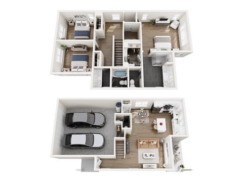 Floor plan for 3 beds, 2.5 baths, 1565 sqft