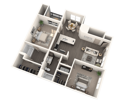 Floor plan for 2 beds, 2 baths, 1189 sqft
