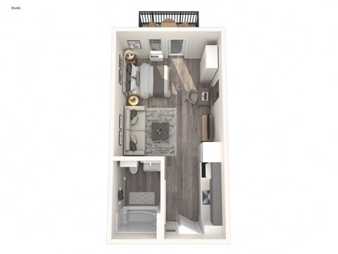 Floor plan for studio, 1 bath, 345 sqft