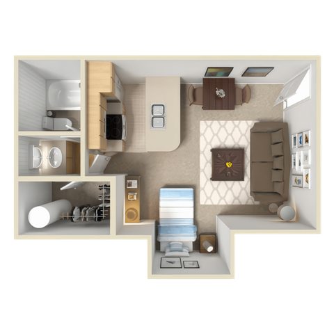 Floor plan for studio, 1 bath, 450 sqft