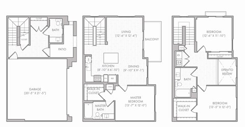 Floor plan for 3 beds, 2.5 baths, 1839 sqft