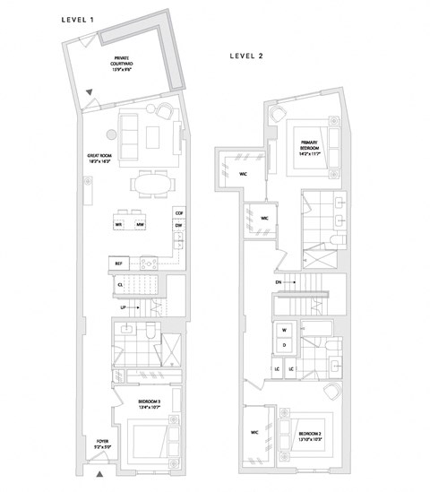 Floor plan for 3 beds, 3 baths, 1939 sqft