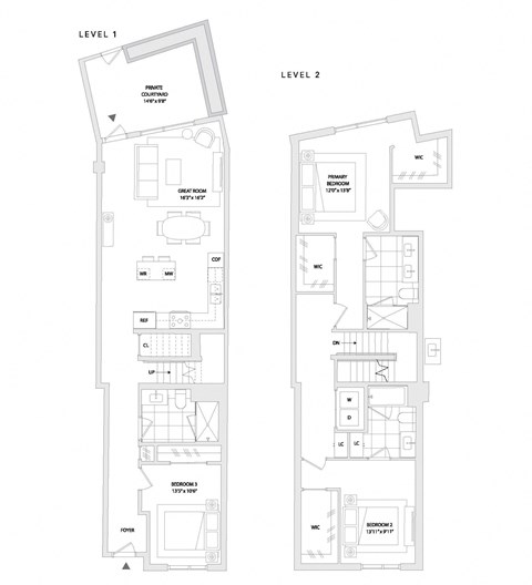 Floor plan for 3 beds, 3 baths, 1926 sqft