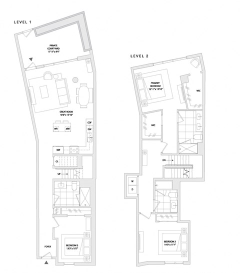 Floor plan for 3 beds, 3 baths, 1971 sqft